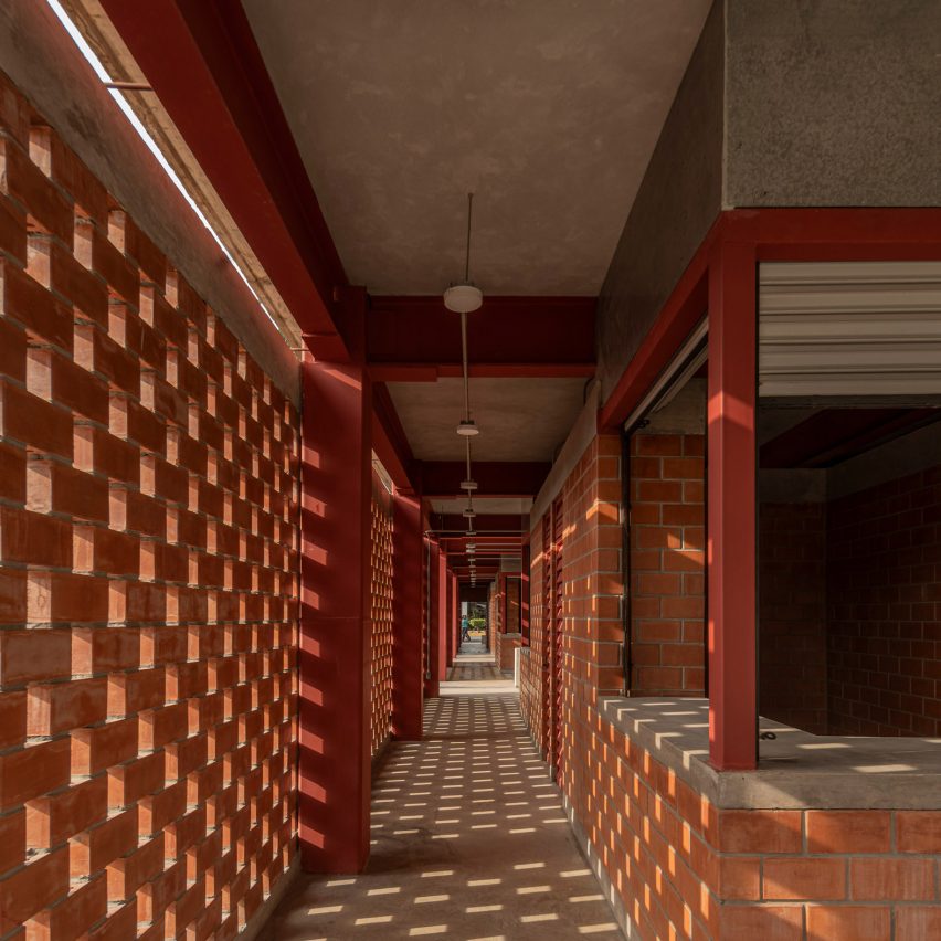 Red-painted steel structures feature in Mexican riverfront revitalisation